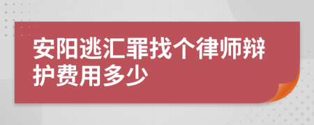 安阳逃汇罪找个律师辩护费用多少