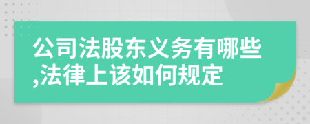 公司法股东义务有哪些,法律上该如何规定