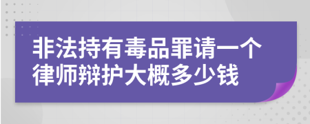 非法持有毒品罪请一个律师辩护大概多少钱