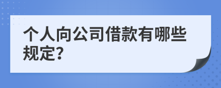 个人向公司借款有哪些规定？