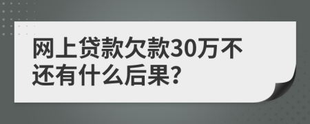网上贷款欠款30万不还有什么后果？