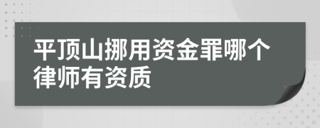 平顶山挪用资金罪哪个律师有资质