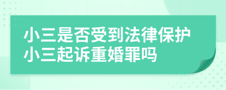 小三是否受到法律保护小三起诉重婚罪吗