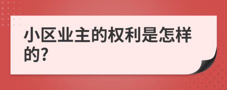 小区业主的权利是怎样的?