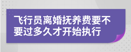 飞行员离婚抚养费要不要过多久才开始执行