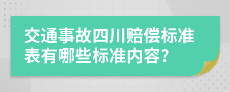 交通事故四川赔偿标准表有哪些标准内容？