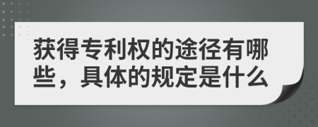 获得专利权的途径有哪些，具体的规定是什么