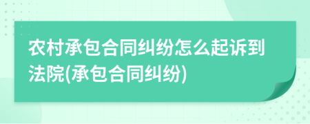 农村承包合同纠纷怎么起诉到法院(承包合同纠纷)