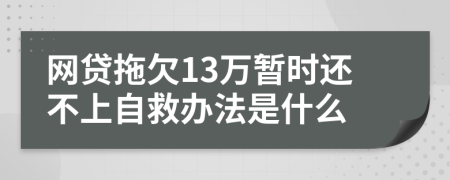 网贷拖欠13万暂时还不上自救办法是什么