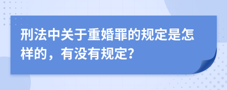 刑法中关于重婚罪的规定是怎样的，有没有规定？