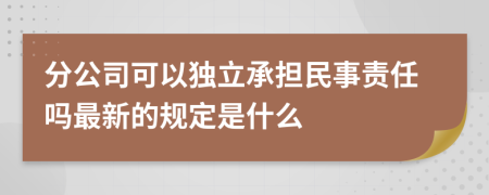 分公司可以独立承担民事责任吗最新的规定是什么