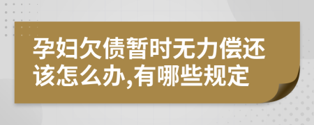 孕妇欠债暂时无力偿还该怎么办,有哪些规定