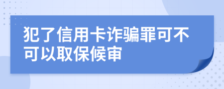 犯了信用卡诈骗罪可不可以取保候审