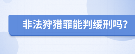 非法狩猎罪能判缓刑吗？