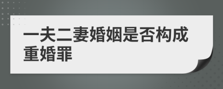 一夫二妻婚姻是否构成重婚罪