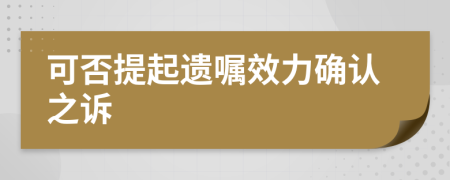 可否提起遗嘱效力确认之诉