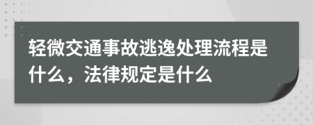 轻微交通事故逃逸处理流程是什么，法律规定是什么