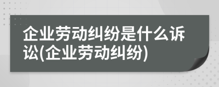 企业劳动纠纷是什么诉讼(企业劳动纠纷)