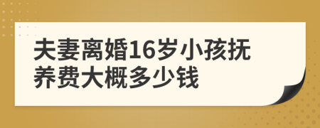 夫妻离婚16岁小孩抚养费大概多少钱