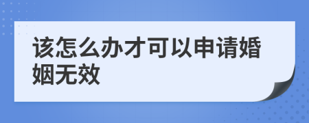 该怎么办才可以申请婚姻无效