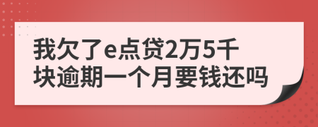 我欠了e点贷2万5千块逾期一个月要钱还吗