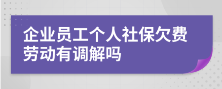 企业员工个人社保欠费劳动有调解吗