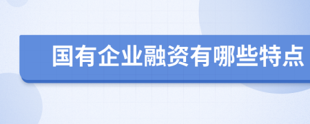 国有企业融资有哪些特点