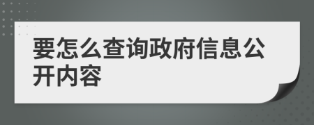 要怎么查询政府信息公开内容