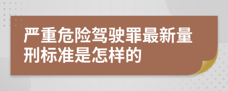 严重危险驾驶罪最新量刑标准是怎样的