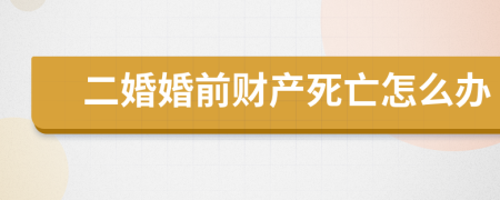 二婚婚前财产死亡怎么办