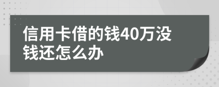 信用卡借的钱40万没钱还怎么办