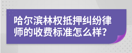 哈尔滨林权抵押纠纷律师的收费标准怎么样？