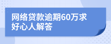 网络贷款逾期60万求好心人解答