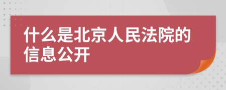 什么是北京人民法院的信息公开