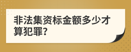 非法集资标金额多少才算犯罪？