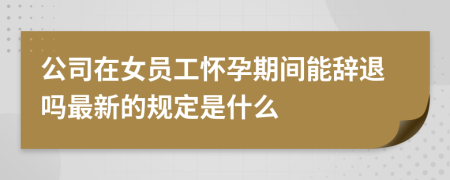 公司在女员工怀孕期间能辞退吗最新的规定是什么