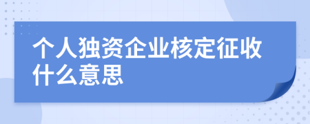 个人独资企业核定征收什么意思