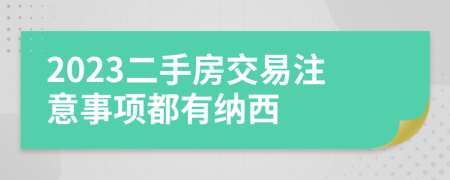 2023二手房交易注意事项都有纳西