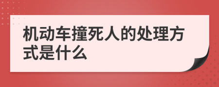 机动车撞死人的处理方式是什么