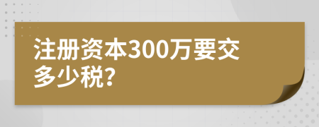 注册资本300万要交多少税？