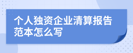 个人独资企业清算报告范本怎么写