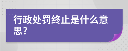 行政处罚终止是什么意思?