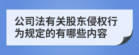 公司法有关股东侵权行为规定的有哪些内容