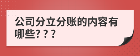 公司分立分账的内容有哪些? ? ?