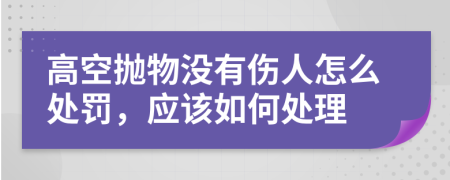 高空抛物没有伤人怎么处罚，应该如何处理