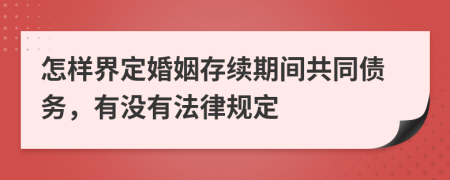 怎样界定婚姻存续期间共同债务，有没有法律规定