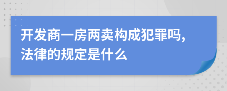 开发商一房两卖构成犯罪吗,法律的规定是什么