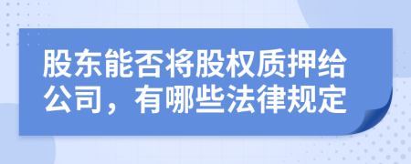 股东能否将股权质押给公司，有哪些法律规定