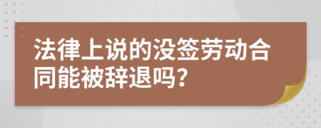 法律上说的没签劳动合同能被辞退吗？