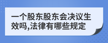 一个股东股东会决议生效吗,法律有哪些规定